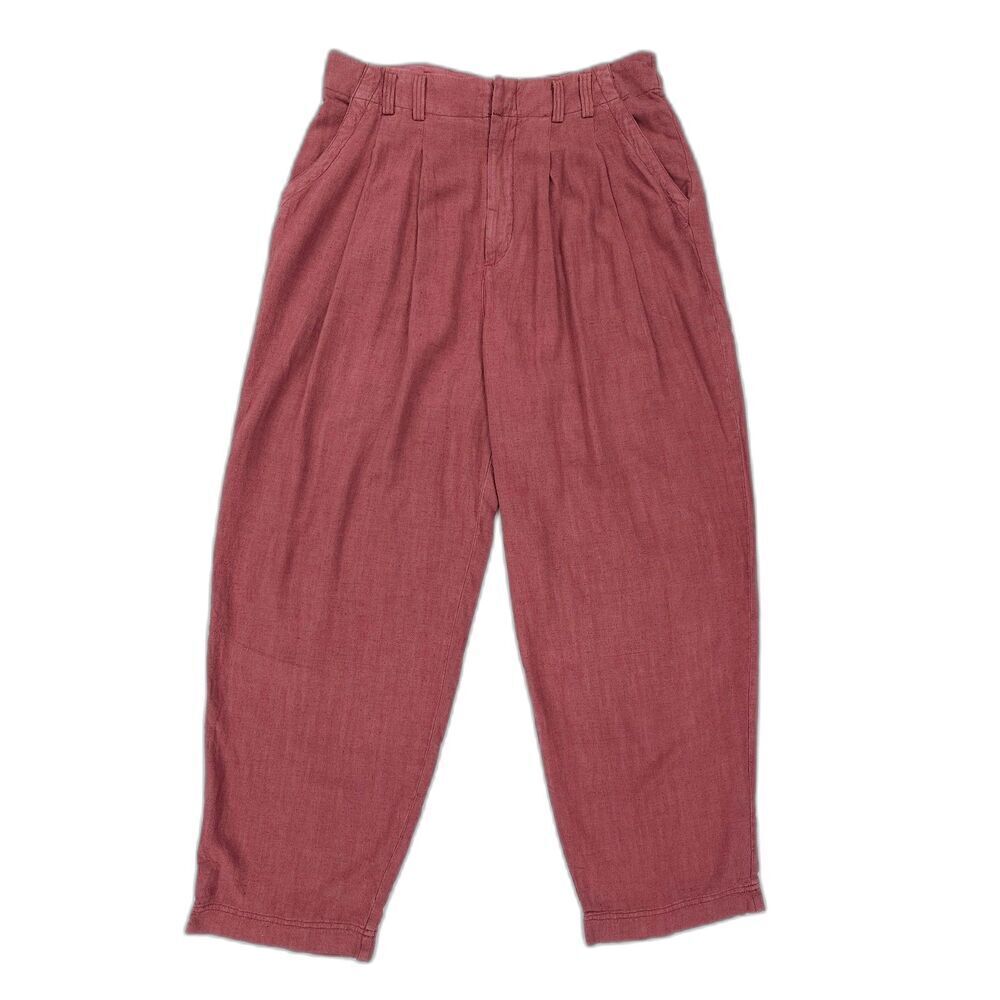 NEW Free People Linen Calla Pleated Trousers Wide Pants Garnet Old Money Boho 12